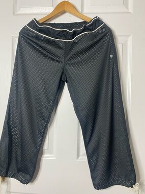 UFC Black Mesh Wide-Leg Pants with White Trim #9